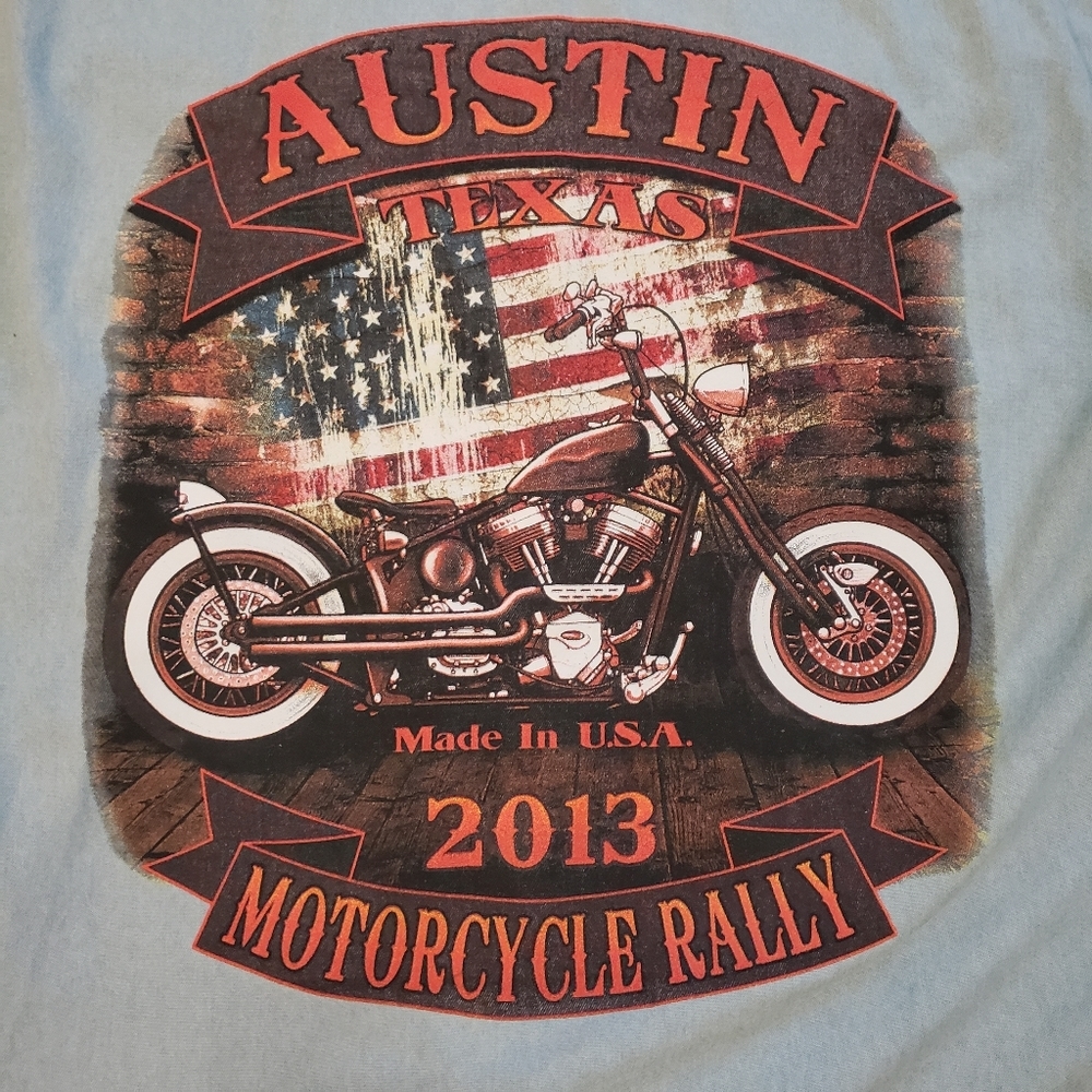 Bikerwear USA Mens L 2013 Austin Texas Rally Raw Edge Sleeveless Denim  Shirt